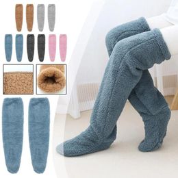 Women Socks Winter Warm Coral Fleece Over-knee Long Plush Sleep Floor Warmers Resistant Leg Thickened Cold Home R7k8