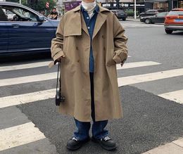 Men039s Trench Coats Korean Style Fashion Solid Color Casual Long Coat Men Overcoat Loose Autumn Oversize Windbreaker Jacket Me1583002