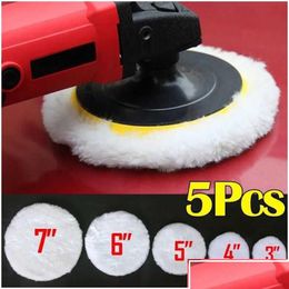 Car Badges Wool Polish Pad 5 Sizes Disc Waxing Polishing Buffing Cars Paint Care Polisher Pads Washing Cleaning Accessories Drop Del Dh2W6