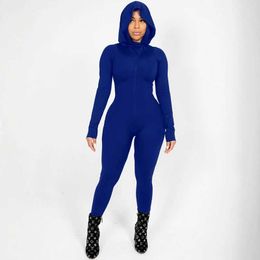 Women's Jumpsuits Rompers Womens Jumpsuit 2024 Spring New Fashion Hoodies Long Sleeve High Waist Pants Women Office Elegant Commuting Slim Jumpsuit Y240521