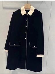 Miu length Women's Wool & Blends top French Velvet medium length top jacket French style new designer clothing luxury brand miniwomen