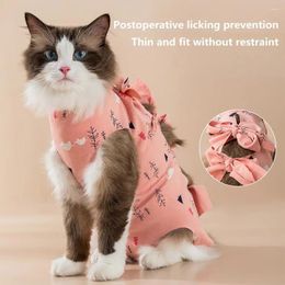 Cat Costumes Elastic Collar Breathable Cartoon Print Recovery Suit With Neck Bandage For Female Cats Post- Comfort