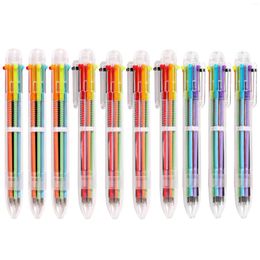 30Pcs Wholesale Ballpoint Pens Creative Stationery Transparent 6 Color Pressing Ball Pen Oil