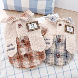 Dog Apparel Winter Pet Clothes Cat For Small Dogs Fleece Keep Warm Lattice Clothing Coat Jacket Sweater Costume