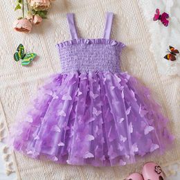 2024 Summer New Girls' Little Flying Sleeve Children's Sequins Mesh Tulle Tutu Clothes Fashion Korea Princess Dress 2-6Yrs