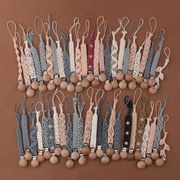 Pacifier Holders Clips# Baby pacifier clip woven cotton rope chain baby d240521