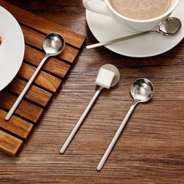 Dinnerware Sets Mini Coffee Spoon Small Round Long Handle Dessert Mixing Table Tableware Stainless Steel Fast Delivery