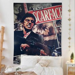 Tapestries Scarface The World Is Yours Classic Movie Hippie Wall Hanging Art Science Fiction Room Home Decor Kawaii