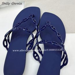 Slippers Solid Beading Slip On Flat Flip Flops 2024 Summer All-Match Casual Flats Open Toe Sexy Women Shoes