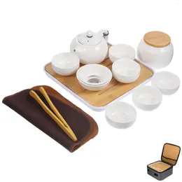 Teaware Sets Turkish Tea Glasses Set Portable Cup Tray Ceramic Teacup Kit White Bamboo Travel Serving