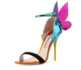 patent leather Ladies 10 high heel sandals buckle Rose solid 3D butterfly ornaments Sophia Webster pee dd1