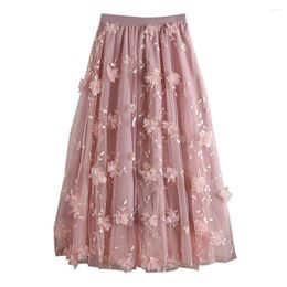 Skirts Tulle For Women Mesh Midi Skirt Fluffy Lace Daily