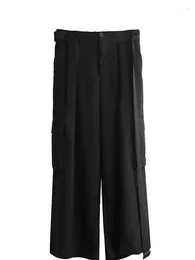 Men's Pants Big Pocket Cargo Wide-leg Fall/winter Loose Casual Large Size Culottes Floor-length Trousers