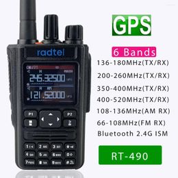 Walkie Talkie Radtel RT-490 GPS Blutooth APP Amateur Ham Two Way Radio 256CH Air Band USB-C VOX SOS LCD Scanner Aviation