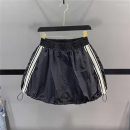 Skirts American Spicy Girl Drawstring Cargo Skirt For Women Summer Fashion Elastic Waist Side Panel Loose Casual A-line Short