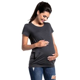 T-Shirt Pregnant Women's Casual Maternity Tops Comfy Short Sleeve Nursing Top for Breastfeeding L2405