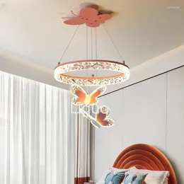 Chandeliers Modern LED Chandelier Dimming Butterfly Style Lights Living Dining Room Baby Bedroom Hall Bar Pendant Lamps Indoor Lighting