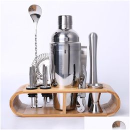 Bar Tools Bartending Kit Cocktail Shaker Set Bartender Shakers Stainless Steel 12-Piece Tool With Stylish Bamboo Stand C19041701 Drop Otqka
