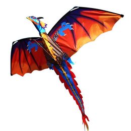 Kite Accessories Outdoor Coloured 3D dragon flying kite with a 100 Metre tail line animal kite childrens toy outdoor entertainment toy WX5.21