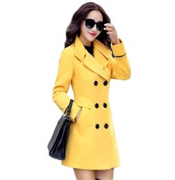 Woollen coat women yellow M3XL plus size 2020 autumn winter new Korean fashion slim office lady professional clothing LD14186696888