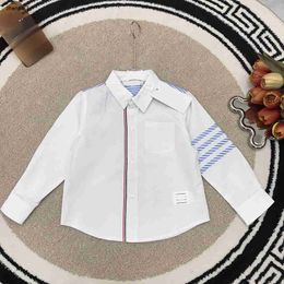 Top designer Baby Shirt high quality Kids lapel top SIZE 100-150 CM Dashed stripe printing Child Blouses Sep15