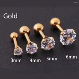 Stud Earrings 3Pcs/Set 3/4/6mm Simple Crystal Stainless Steel For Women Men Vintage Geometric Piercing Y2K Jewelry Gift