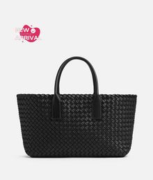 Designer Womens Bag Small Cabat BotegaVeneta Small Intreccio leather tote bag Black