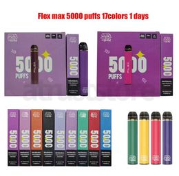 New packing QST Puff Flex Pro 5000 Puffs Rechargeable Disposables E-cigarettes Pods Device Kits 650mah Battery Pre-Filled 12ml Vaporizer Vapes Authorised 17 Colours