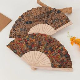 Decorative Figurines 23cm Solid Wood Folding Fan Bamboo Hand Retro Women'S Modern Minimalist Props Classic Wooden