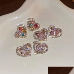 Stud Cute Colorf Butterfly Hollow Out Heart Earrings For Women S925 Sier Needle Rhinestone Korea Fashion Drop Delivery Jewel Dhgarden Dhnb1