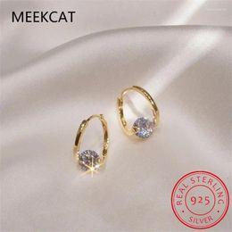 Hoop Earrings Huggies Sterling Silver 925 Fashion Korean Bling 6.5mm 1.0ct Moissanite Earring For Women Bridal Jewellery