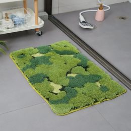 Tufting Lawn Moss Floor Mat Green Home Door Mat Anti-slip Bathroom Rug Toilet Bathtub Mat Microfiber Carpet Water Absorbent 240507