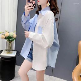 Women's Hoodies Designed Age-Reducing Color-Blocked Shirt Jacket For Women Spring 2024 Loose Fresh And Chic Long-Sleeved Top