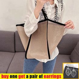 Evening Bags Women Transparent Mesh Shoulder Bag Large Capacity Beach Casual Travel Handbag For Fashion Designer Eco Shopper Totes
