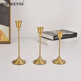 Candle Holders Simple Moments 3 PC/set Retro Bronze Wedding Party Vintage Metal Candlestick Home Decor Christmas
