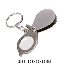 Portable 15X Folding Key Ring Magnifier Key Chain Magnifying Glass Loupe 30mm Lightweight Magnifier Jewelry Pocket Tool Gifts