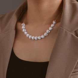 Choker Europe And The United States Fashion Elegant Temperament Peach Heart Imitation Pearl Necklace Short