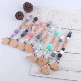 Pacifier Holders Clips# Personalized baby name pacifier clip animal cartoon wood newborn baby feeding dummy soft cushion bracket chain tooth toy d240521