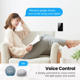 TNCE Brazil Smart WiFi Switch With Socket Plug 1/2 Gang Smart Touch Light Switch Works With Smart Life Voice Via Alexa GoogleHom