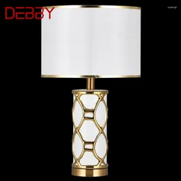 Table Lamps DEBBY White Desk Luxury Contemporary Fabric Light Decorative For Home Bedside Bedroom