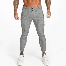 Men's Pants Gingtto Mens Chinos Slim Fit Men Skinny Chino Pants Grey Ankle Length Super Stretch 2019 Casual Pant Designer Plaid zm356 J240510