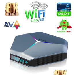 Android Tv Box A95X F4 Amlogic S905X4 Rgb Light 11.0 4Gb Ram 32Gb 64Gb 128Gb Rom 2.4G 5G Wifi Lan Bluetooth Set Top Drop Delivery Elec Ot9Av