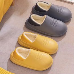 Slippers Man Winter Warm Shoes Waterproof Adult Non-Slip Plush Cotton Indoor Outdoor Keep Home Thick Bottom Shoe
