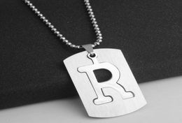 stainless steel English alphabet R name sign pendant necklace initial letter symbol detachable letter double layer text necklace 6930482