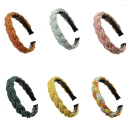 Party Supplies MXMB Wide Hairband Solid Color Braided Hair Hoop Twist Braid Headband For Women