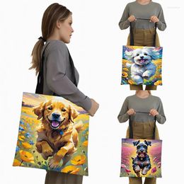 Evening Bags Flower Sea Dog Print Shoulder Bag Golden Retriever / Schnauzer Tote Women Handbag Casual Large Capacity Shopping Gift