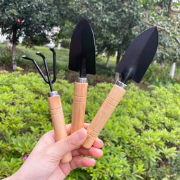 1set Mini Gardening Tools Shovel Rake Set Plants Seedling Succulent Transplanter Shovel Rake Miniature Planting Set Wooden Spade