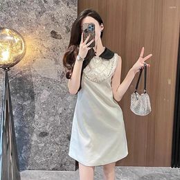 Casual Dresses 2024 Fashion Summer Women Sexy Diamonds Embroidered Flares Sequined Spliced Pearls Mini Elegently Casaul Dress