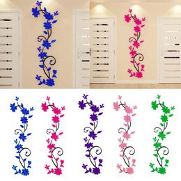 Wall Stickers 1 Set Crystal Arcylic Rattan Flowers 3D Sticker Decal Home Decor