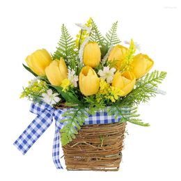 Decorative Flowers Artificial Flower Plant Decorations Wall Hanging With Basket For Door Arrival